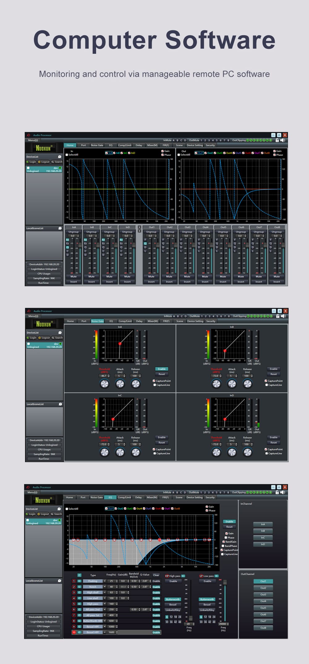 Fir Processor LM836RTS (96K+FIR+AES/EBU In/Output)-3 input 6 output-Nuoxun Audio-FIR ...
